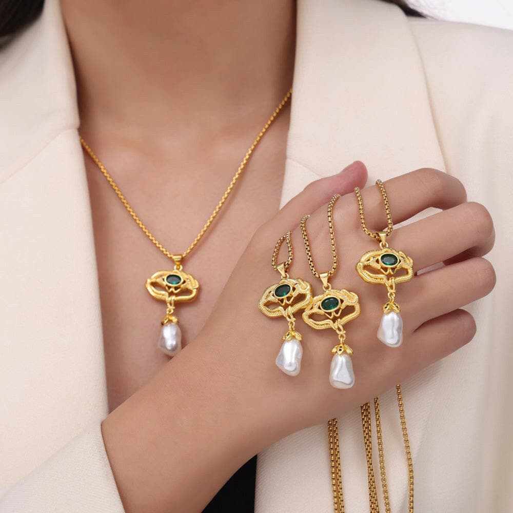 Freshwater pearl geometric necklace - Love Salve 