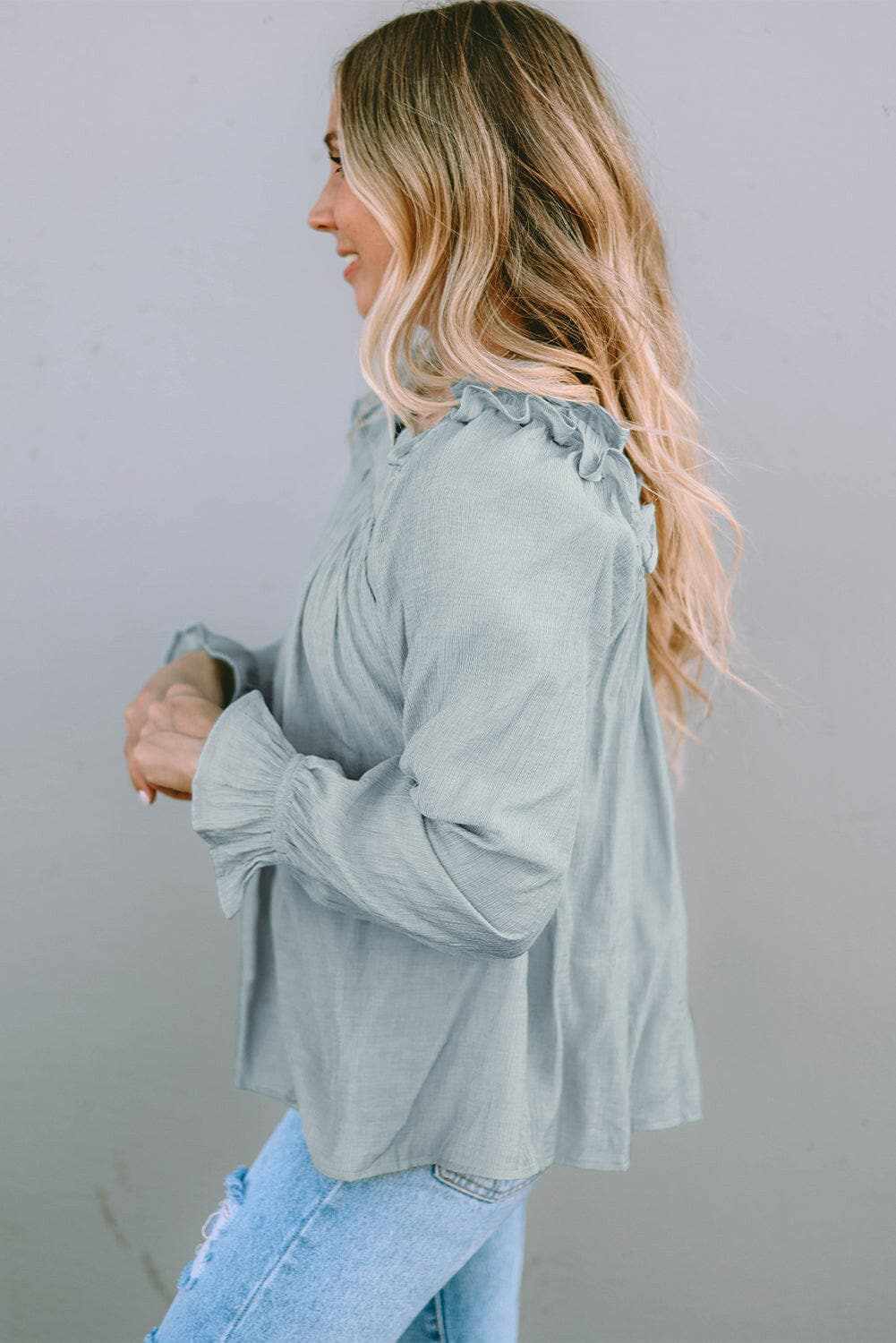 Frill sleeve blouse - elegant style - Love Salve 