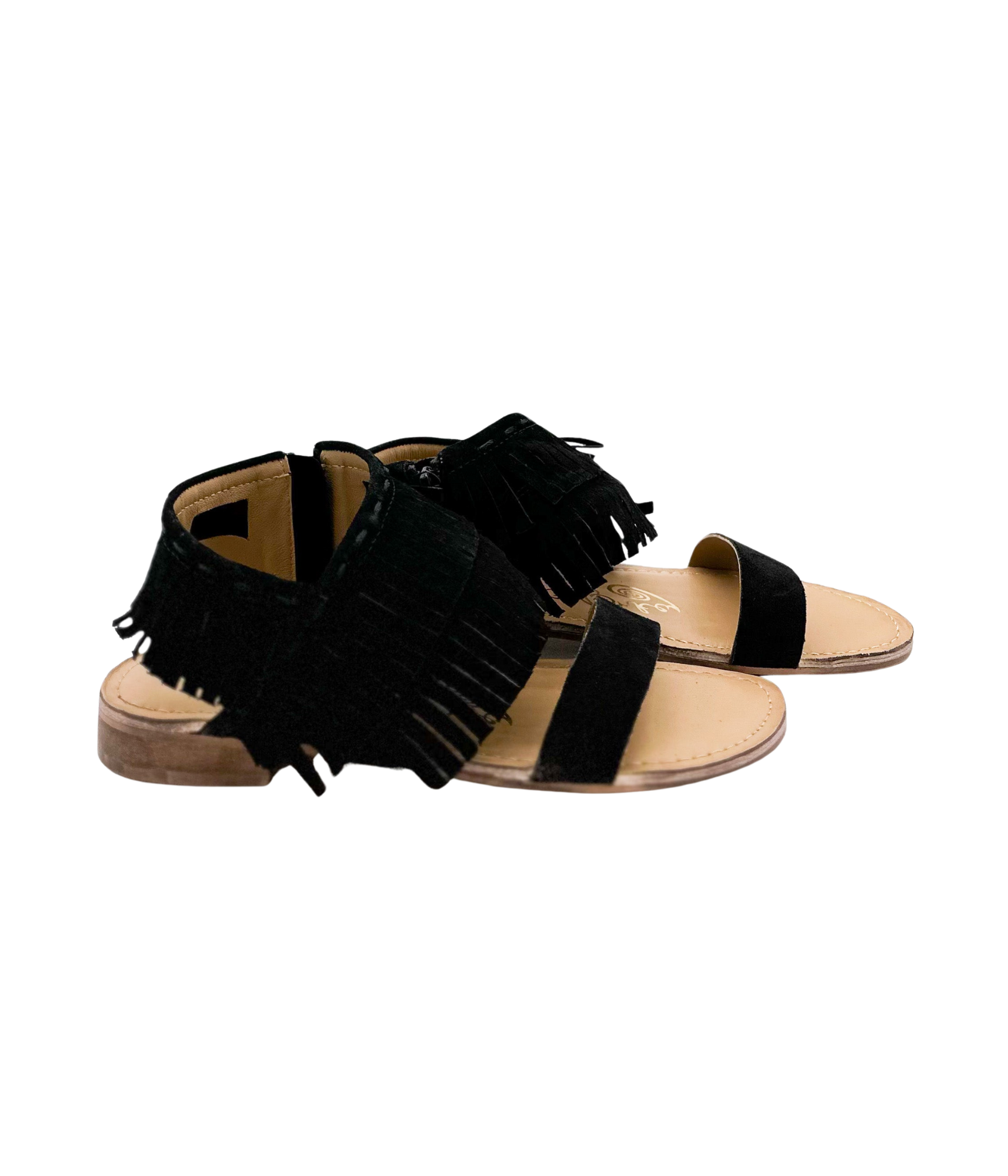 Fringe Star Sandal Black Faux Suede Boho Chic Footwear Naughty Monkey