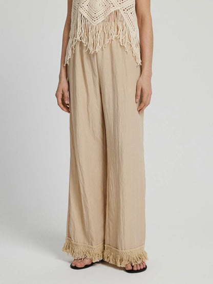 Fringe hem sheer trousers 