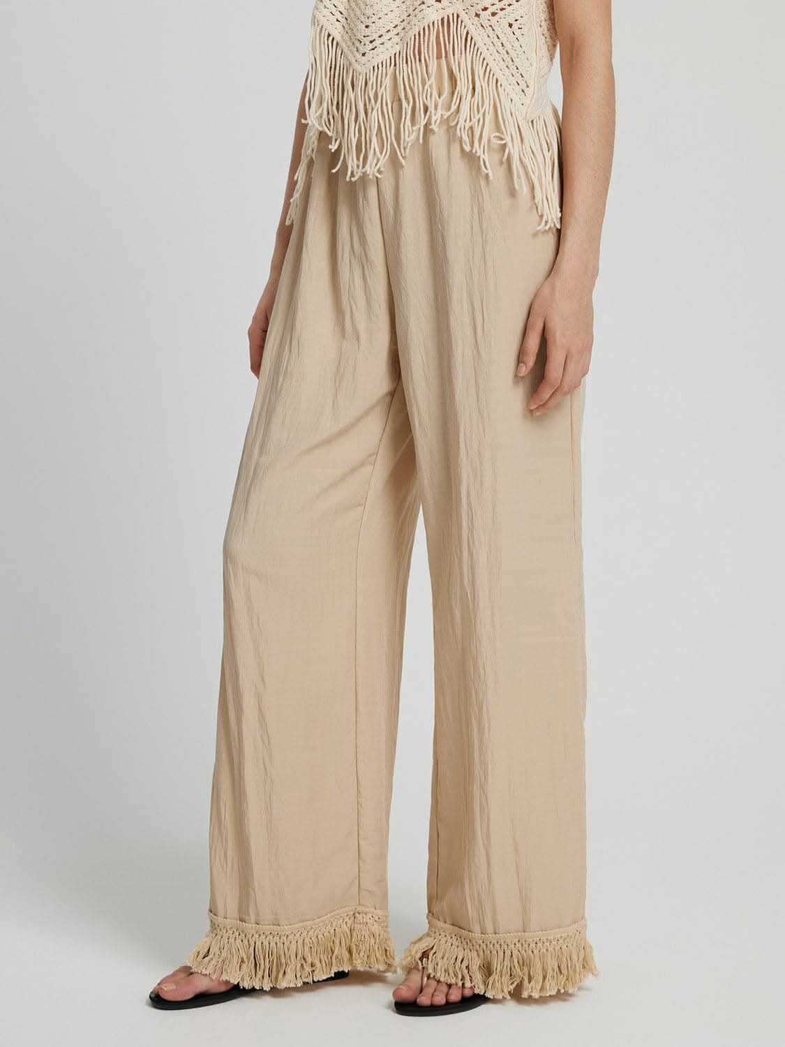 Fringe hem sheer trousers 