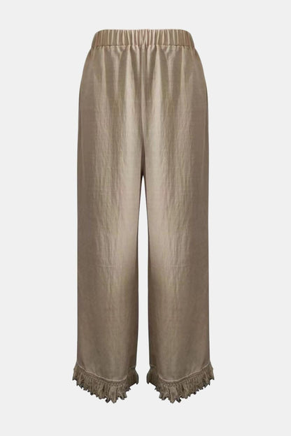 Fringe hem sheer trousers 
