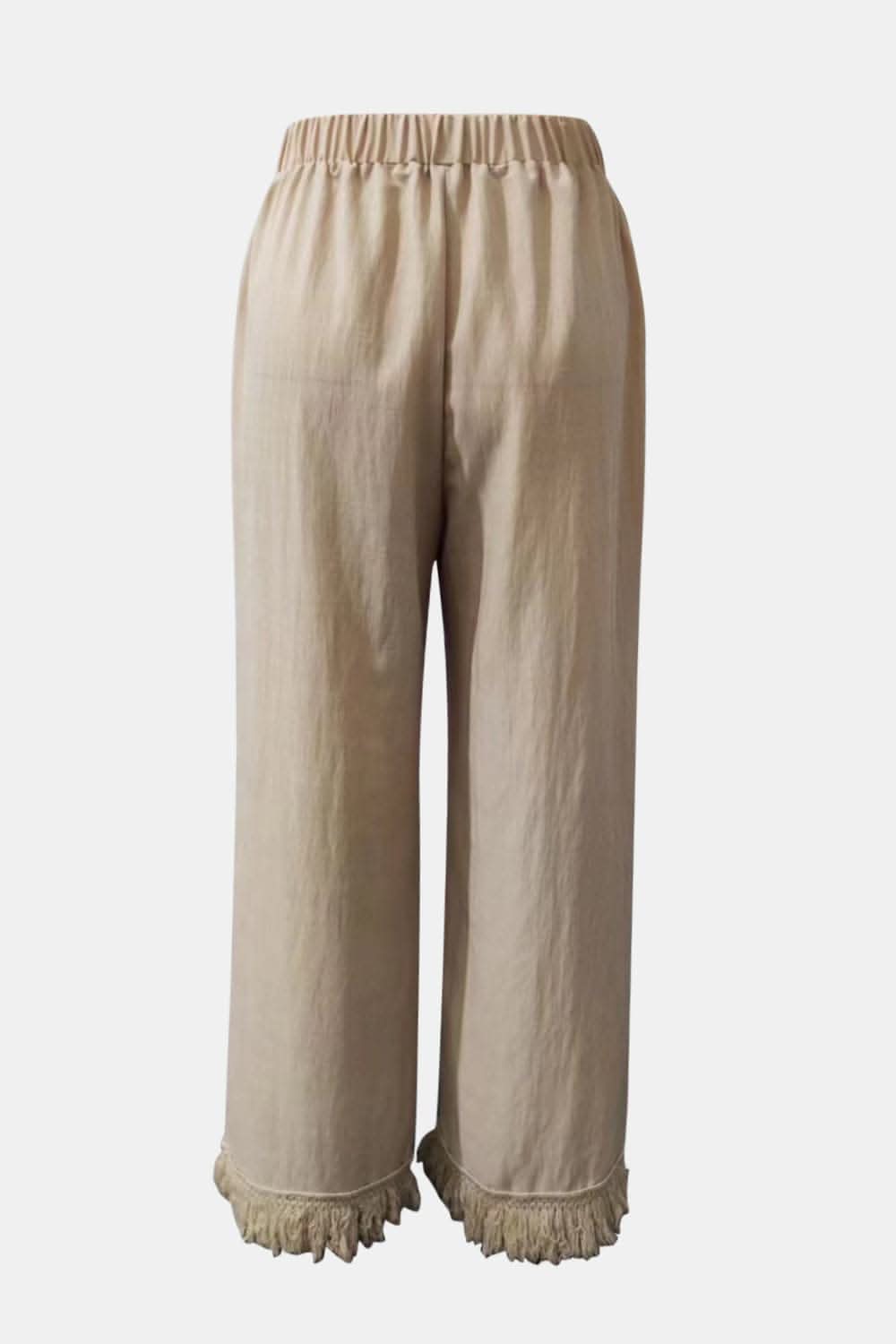 Fringe hem sheer trousers 