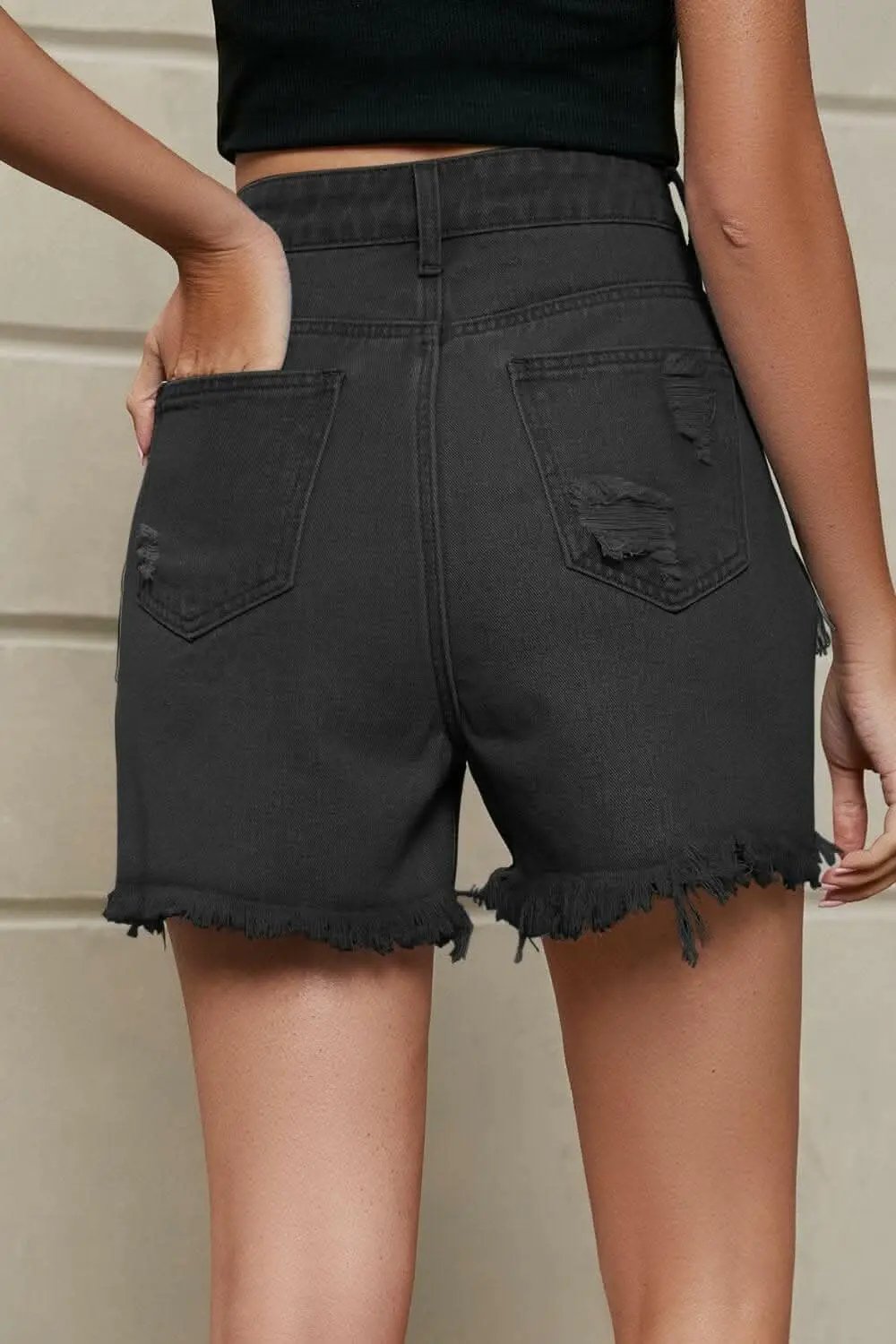 Fringe vintage denim shorts for summer - Love Salve 