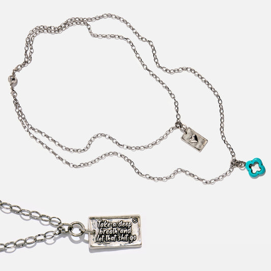 Take A Deep Breath Let That Go Original Lite Necklace 48in Stainless Steel Chain Katia Designs