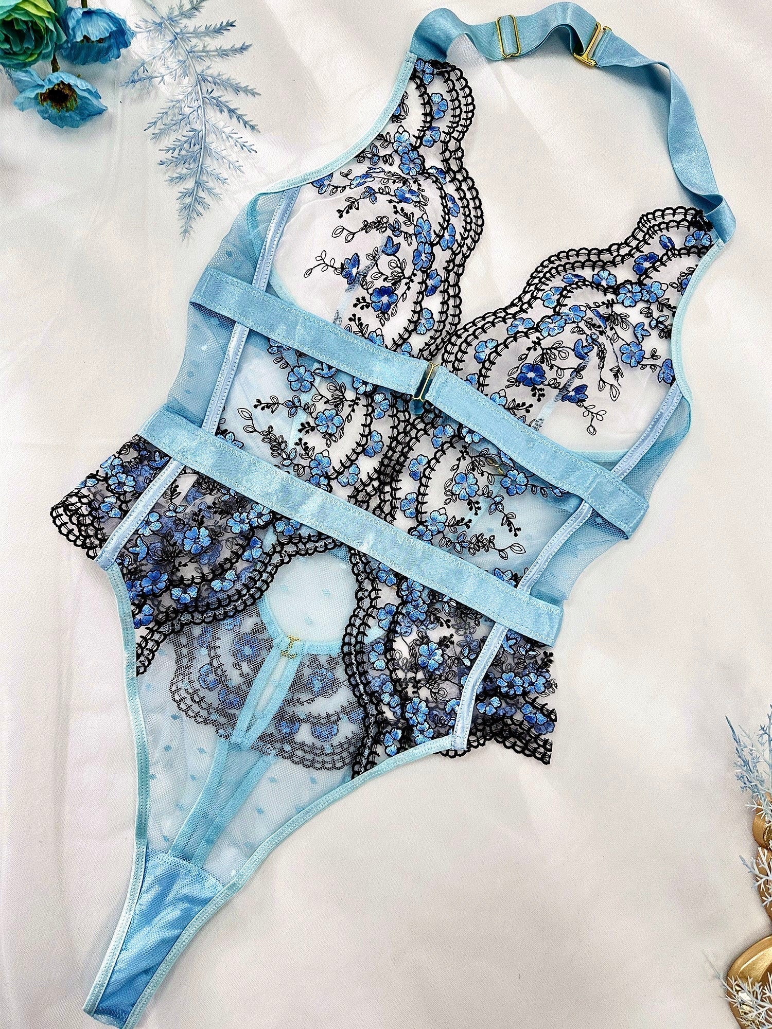 Tender Blossom Halter Bodysuit Lingerie Sexy One Piece Hello.LA.Girl