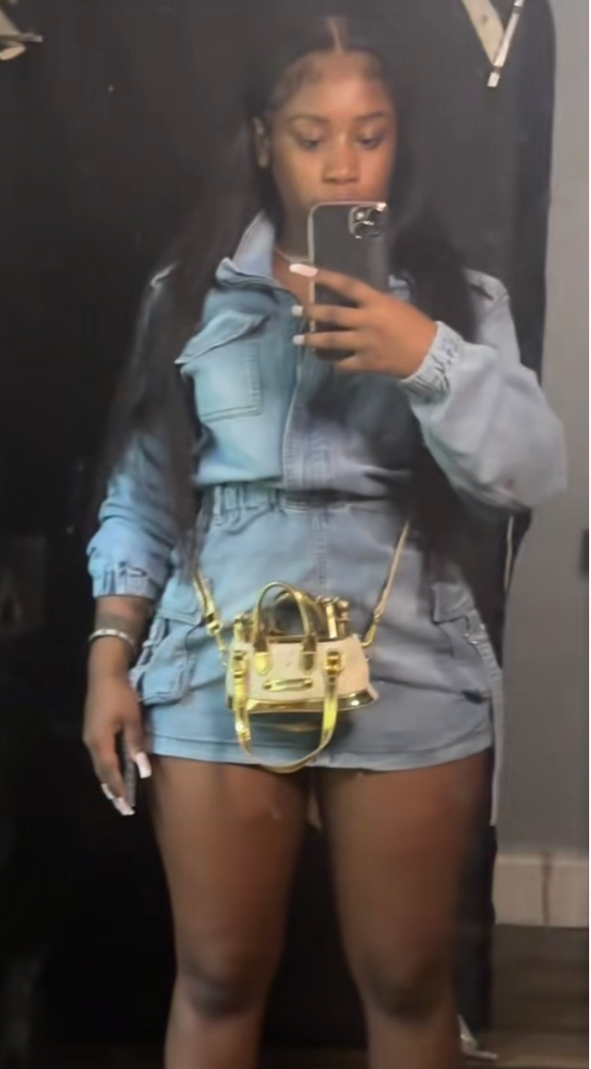 Long Sleeve Denim Romper Skirt Coco’s Tee Boutique