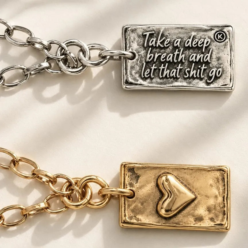 Katia Designs Take a Deep Breath and Let That Sh*t Go Original Lite Necklace, a delicate motivational jewelry piece for daily