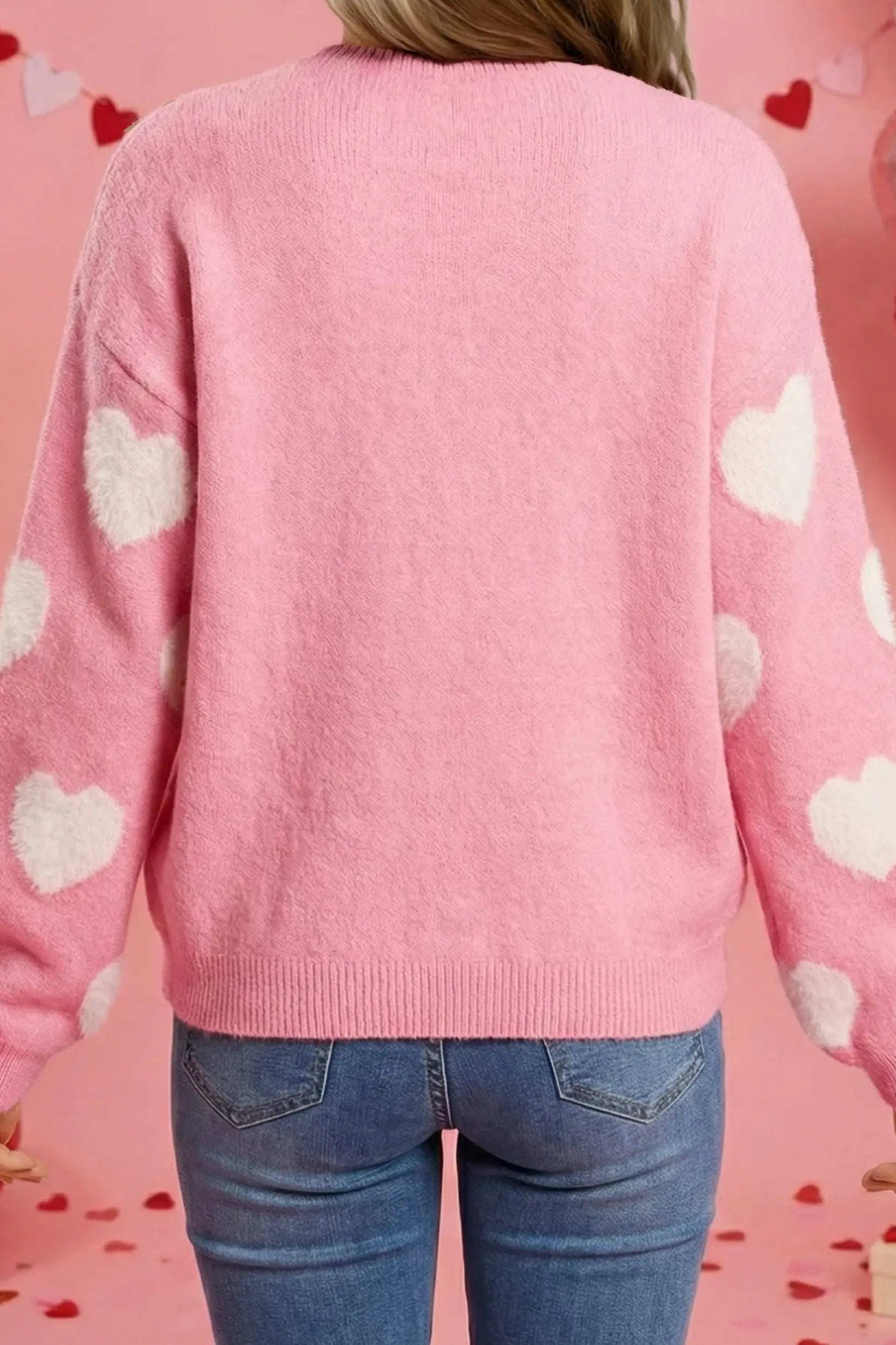 Fuzzy knit heart sweater Miss Sparkling
