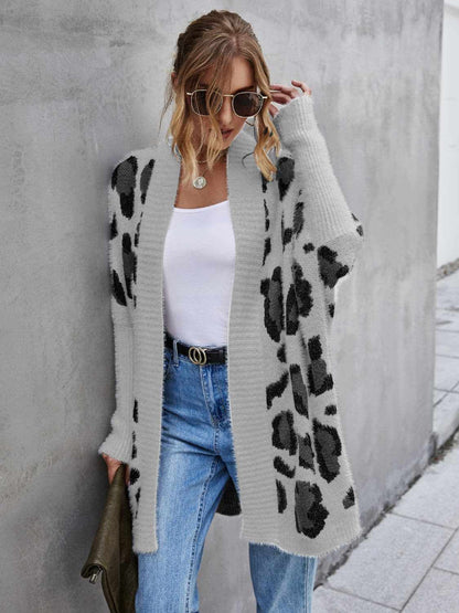 Fuzzy leopard cardigan - chic style - Love Salve 