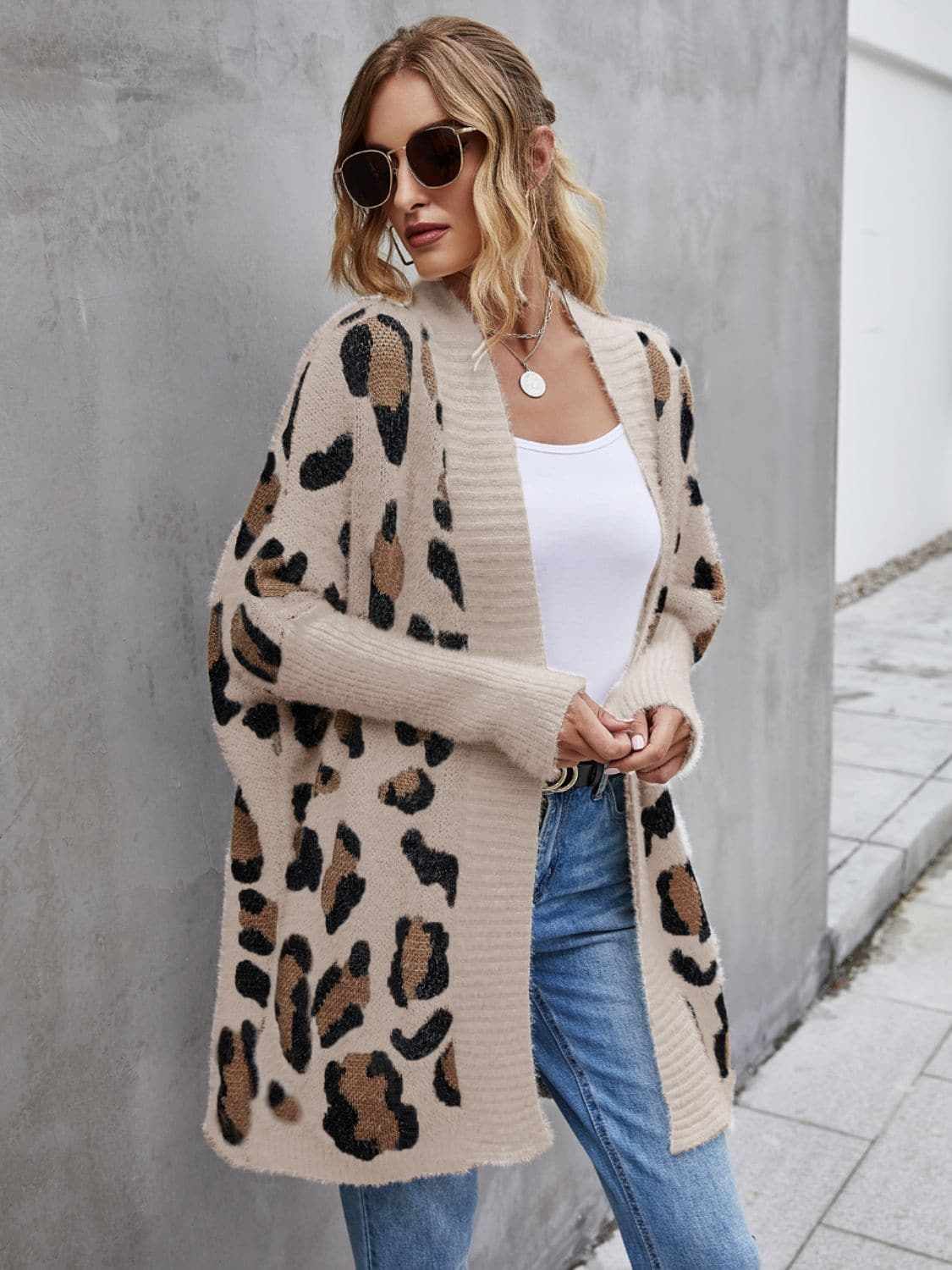 Fuzzy leopard cardigan - chic style - Love Salve 
