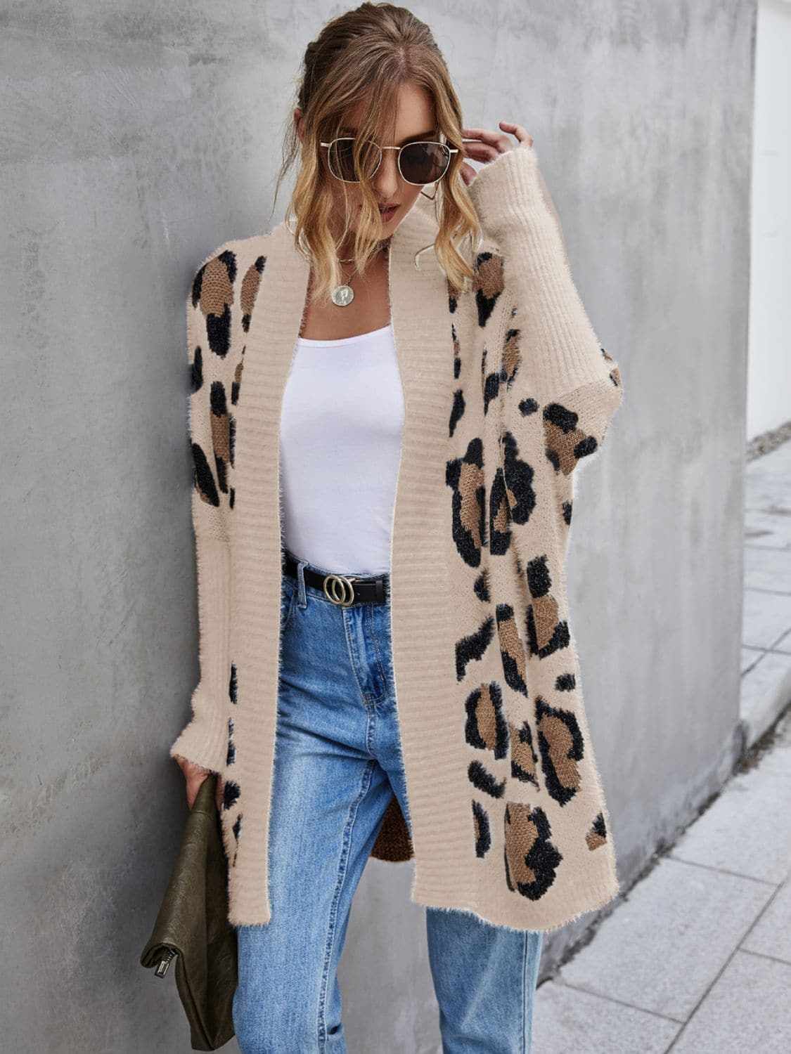 Fuzzy leopard cardigan - chic style - Love Salve 