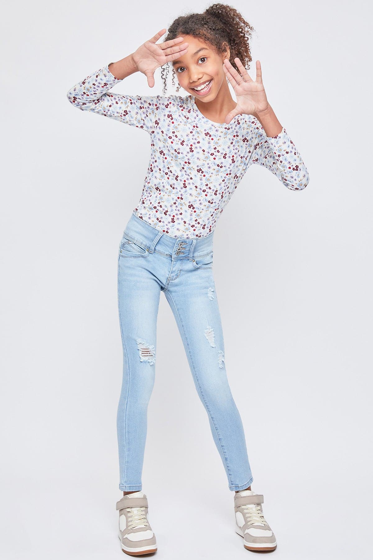 YMI JEANS Girls Sustainable WannaBettaFit 3-Button Skinny Jeans - Main Product Image