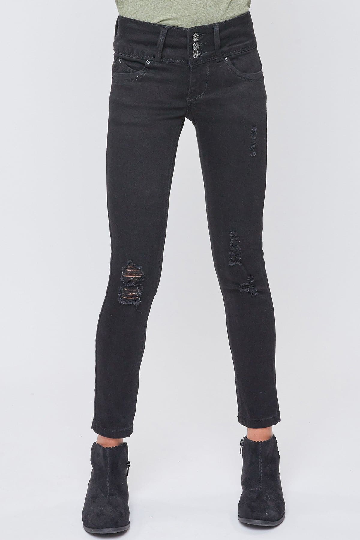 YMI JEANS Girls Sustainable WannaBettaFit 3-Button Skinny Jeans - Complete View