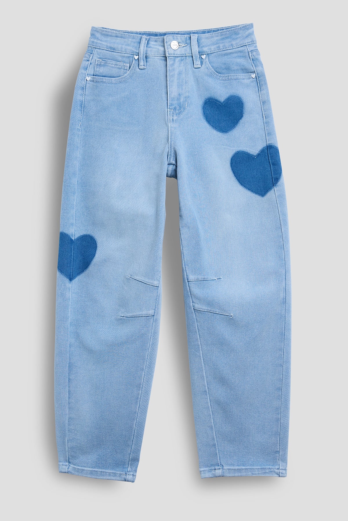 YMI JEANS Girls Heart Shadow Barrel Jeans - Main Product Image