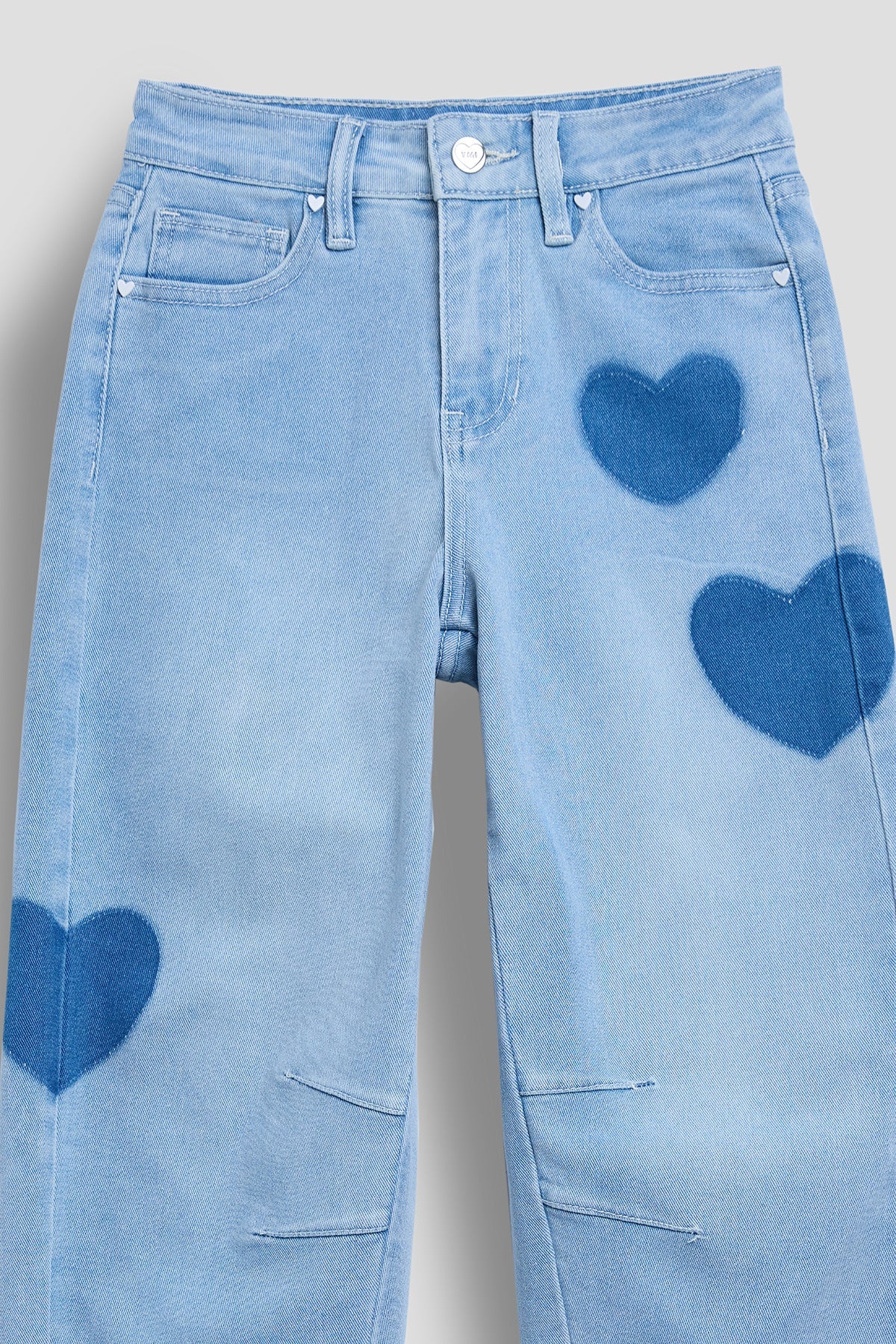 YMI JEANS Girls Heart Shadow Barrel Jeans - Close Up