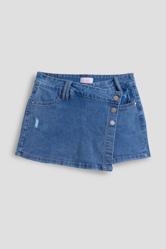 Girls Assymetrical Denim Skort YMI JEANS