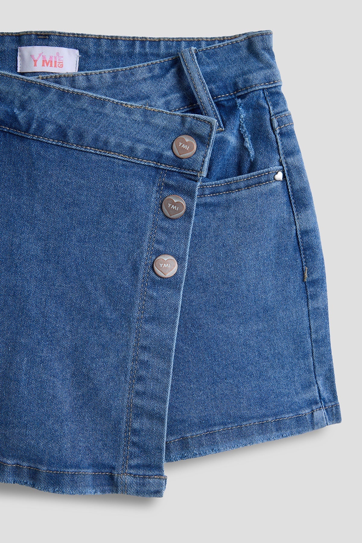 Girls Assymetrical Denim Skort YMI JEANS
