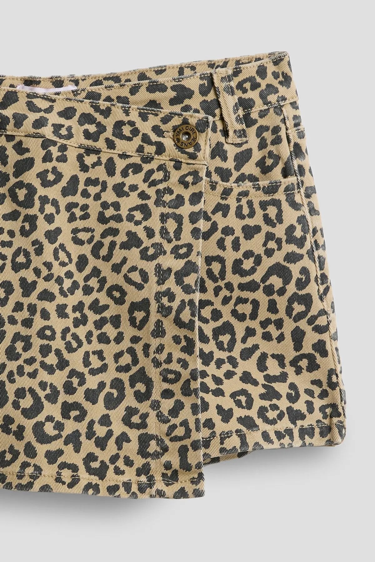 Girls Assymetrical Animal Print Denim Skort - Love Salve