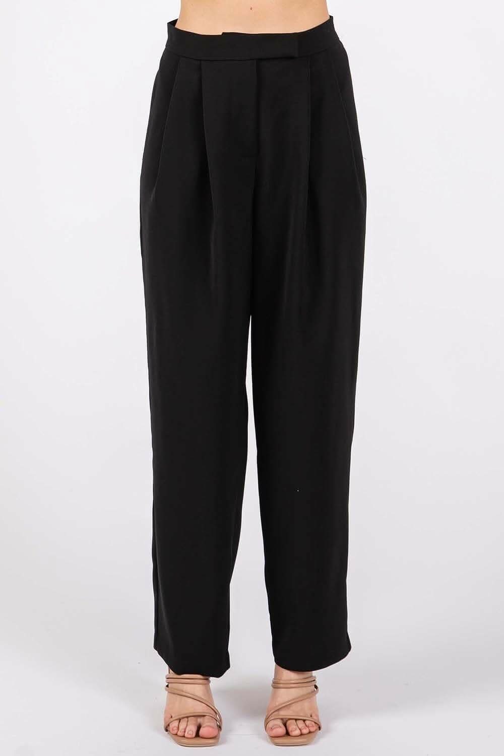 GeeGee High-Waisted Pleated Pants - Love Salve 