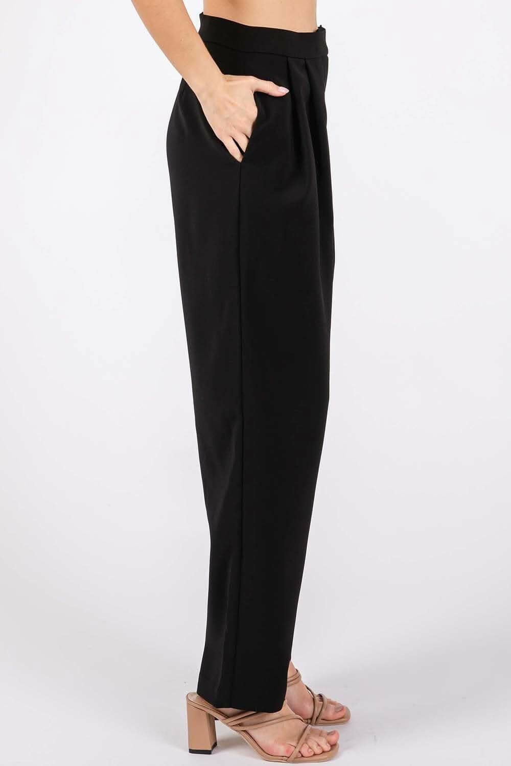 GeeGee High-Waisted Pleated Pants - Love Salve 