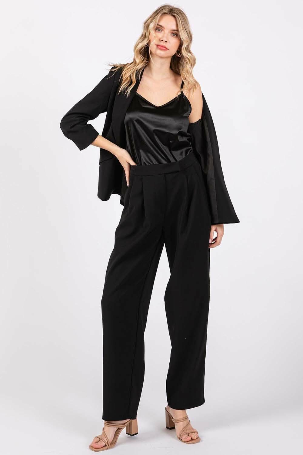 GeeGee High-Waisted Pleated Pants - Love Salve 
