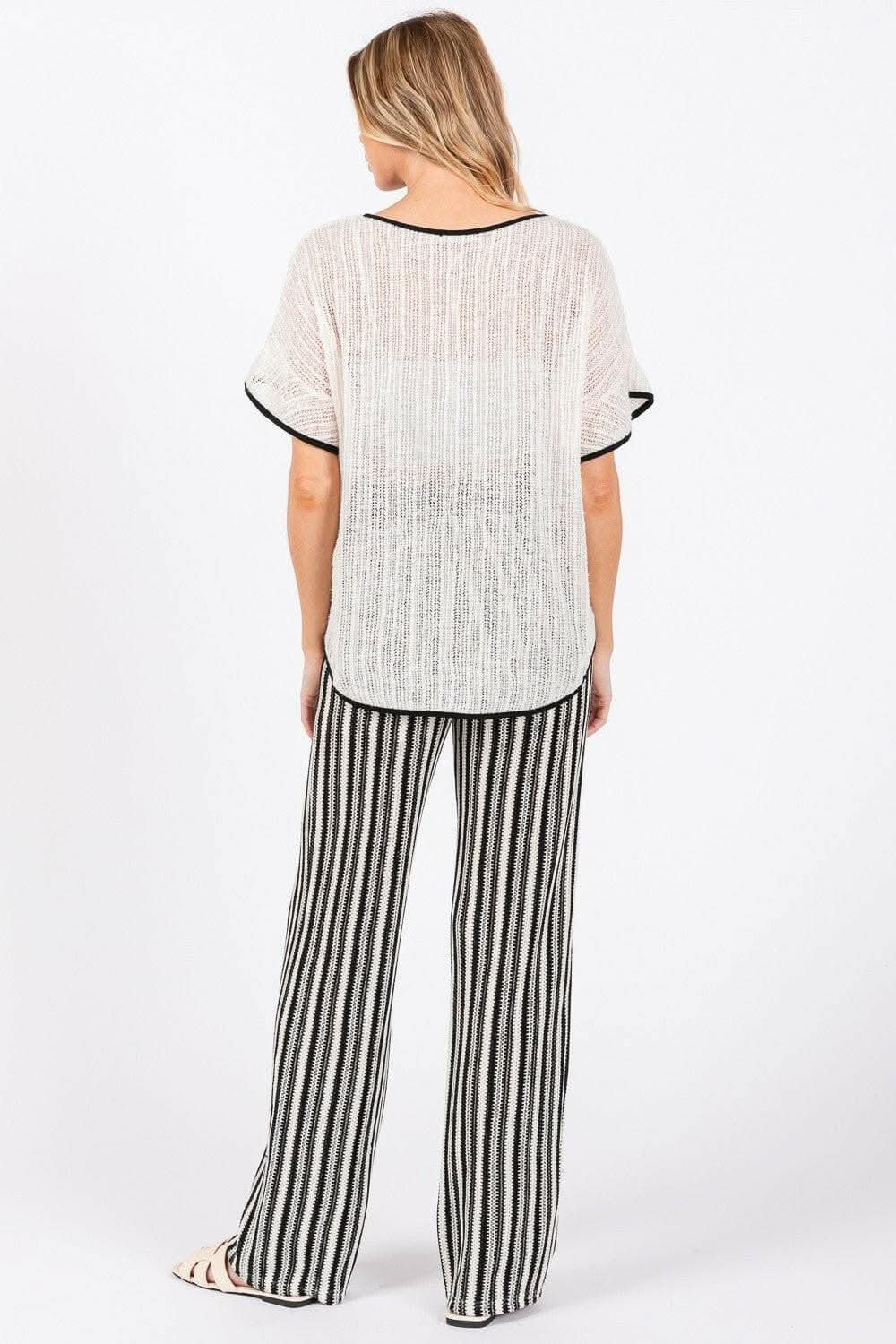 GeeGee Short Sleeve Knit Cover Up with Contrast Detail - Love Salve 