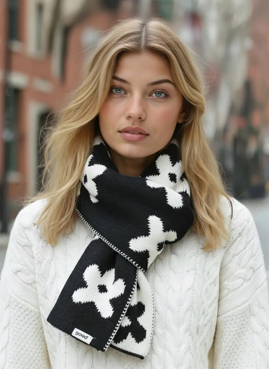 Flower Scarf Cozy Geometric Pattern Warm Winter Accessory Miss Sparkling