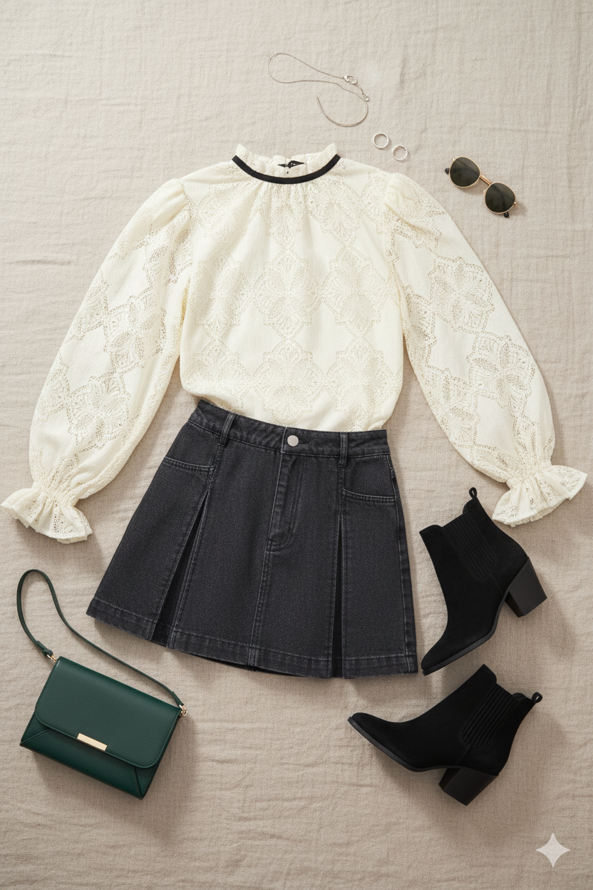 PRECIOUS LOOK IVORY WOVEN LACE TOP Flying Tomato