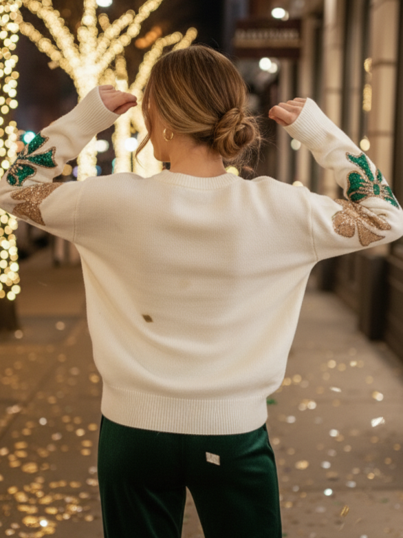 Sequins bow sweater Miss Sparkling