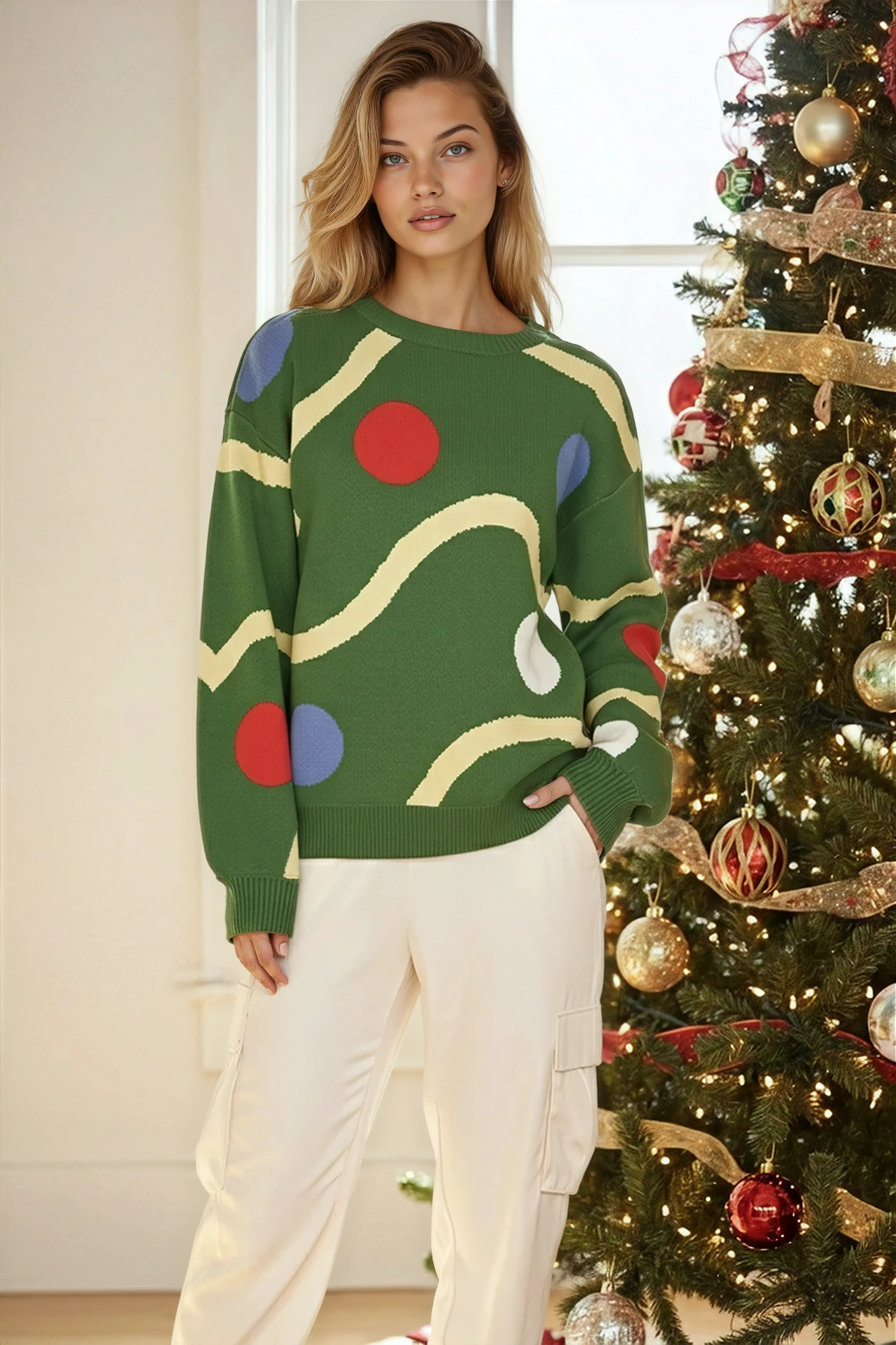 Christmas tree ornament knit sweater Miss Sparkling