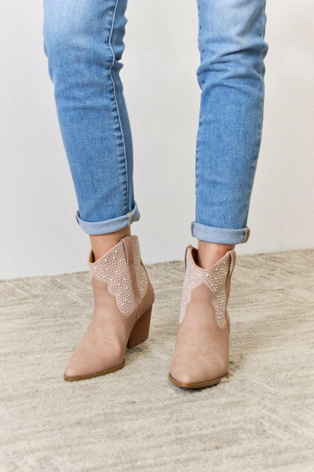 Glamorous Rhinestone Cowgirl Booties - High Fashion Footwear by East Lion Corp 