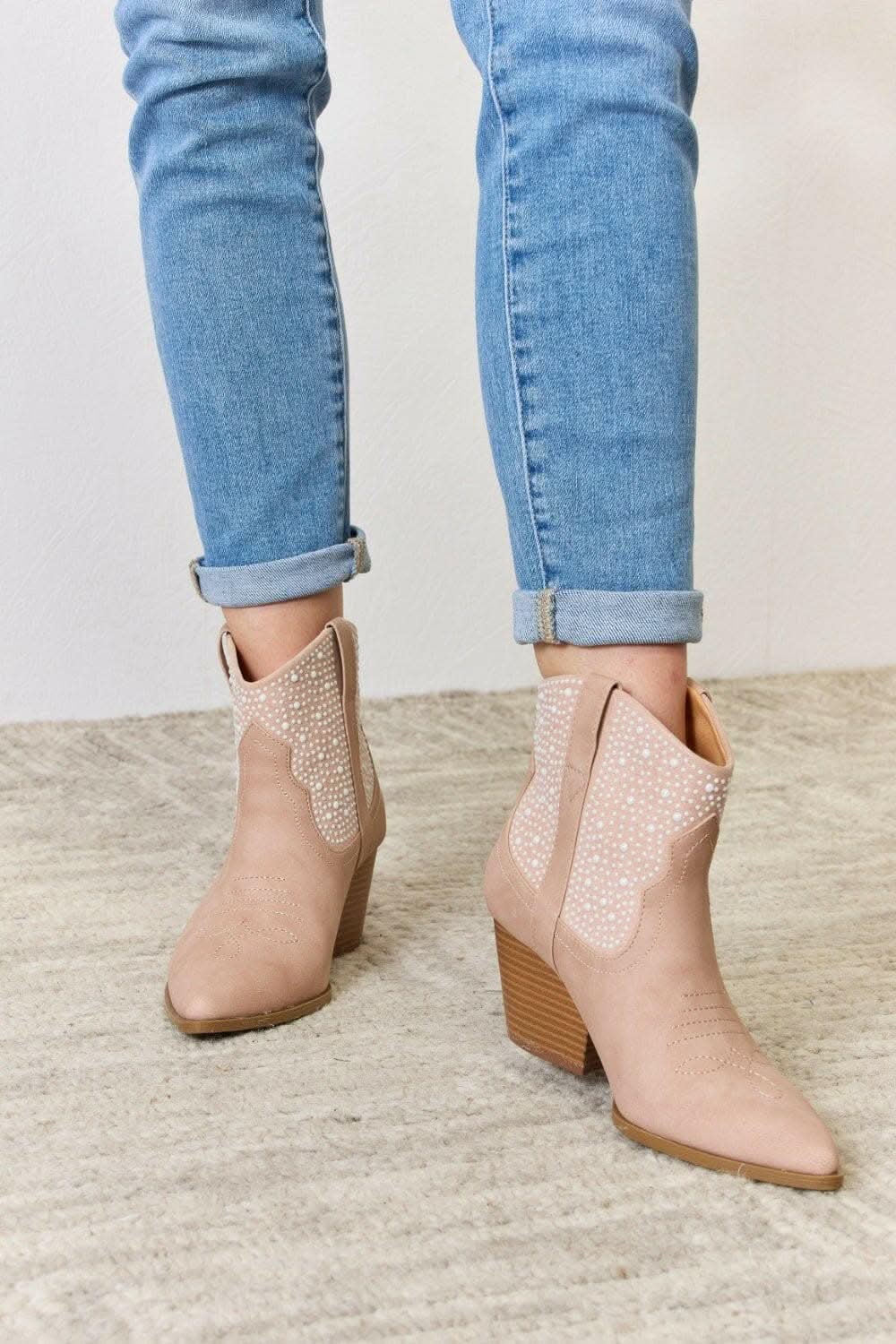 Glamorous Rhinestone Cowgirl Booties - High Fashion Footwear by East Lion Corp 