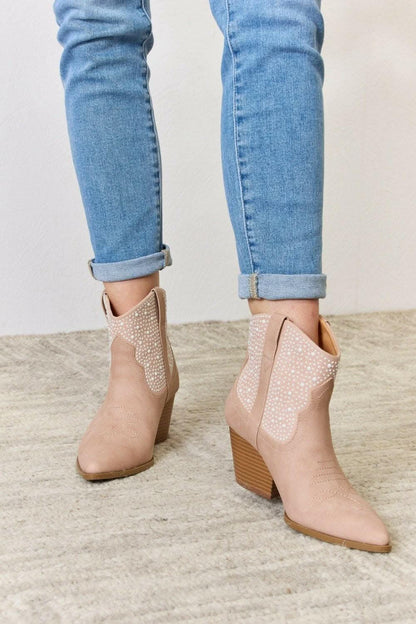 Glamorous Rhinestone Cowgirl Booties - High Fashion Footwear by East Lion Corp 