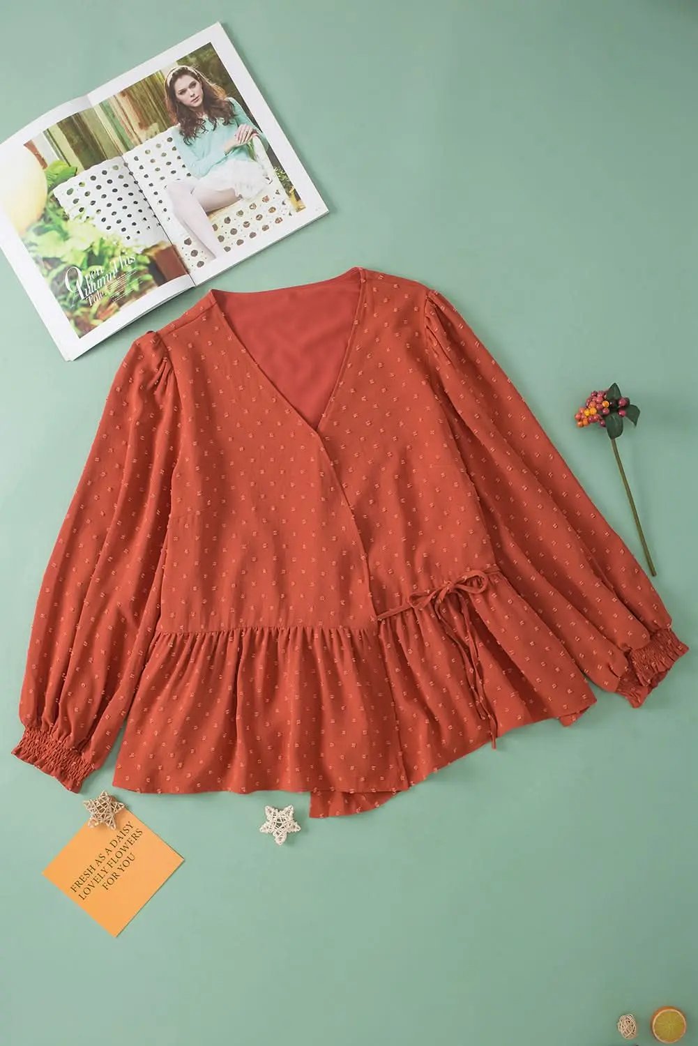 Gold Flame Plus Size Wrap Blouse - Love Salve 