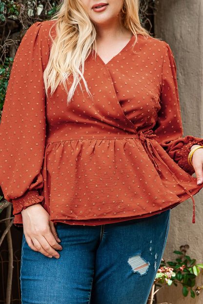 Gold Flame Plus Size Wrap Blouse - Love Salve 