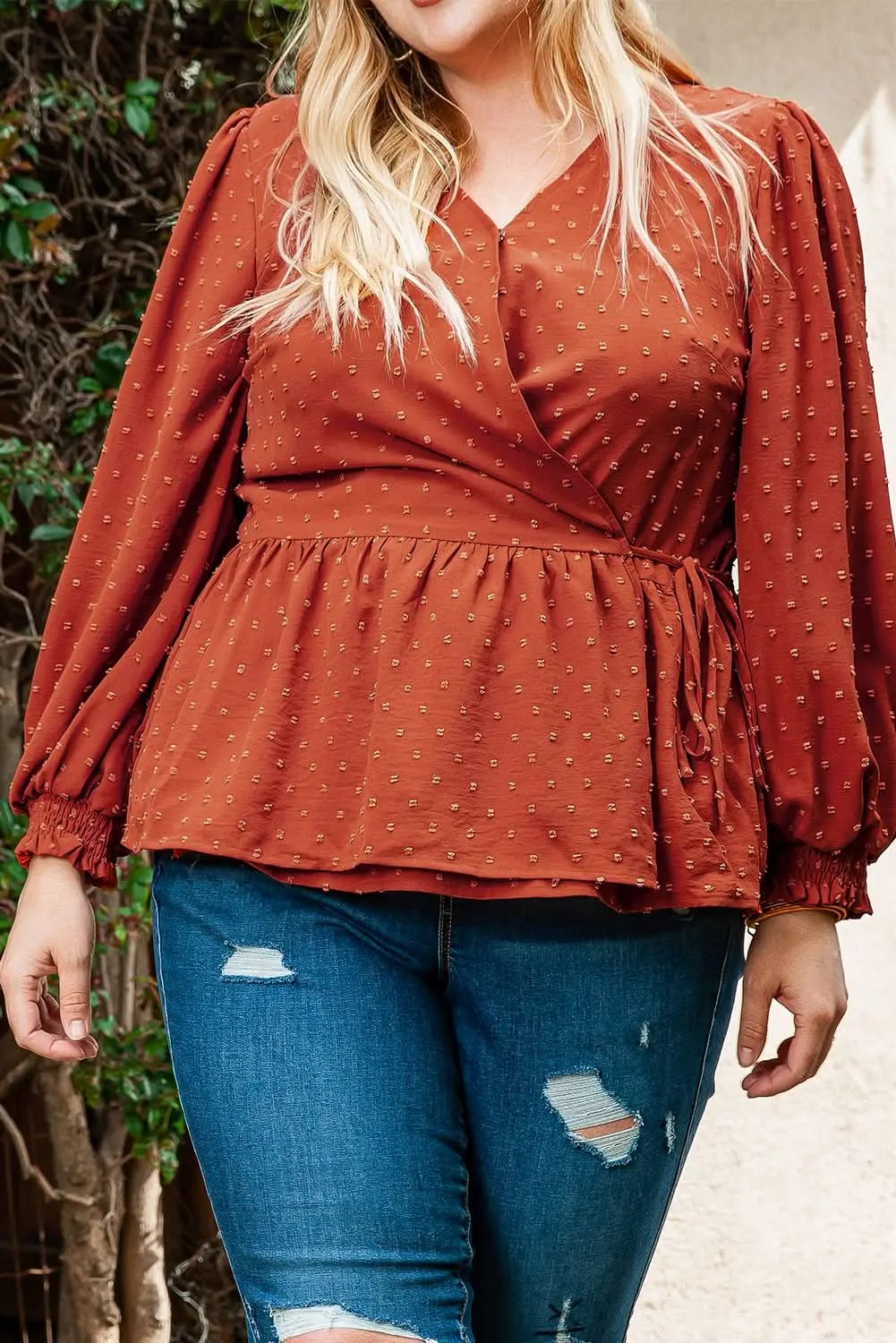 Gold Flame Plus Size Wrap Blouse - Love Salve 
