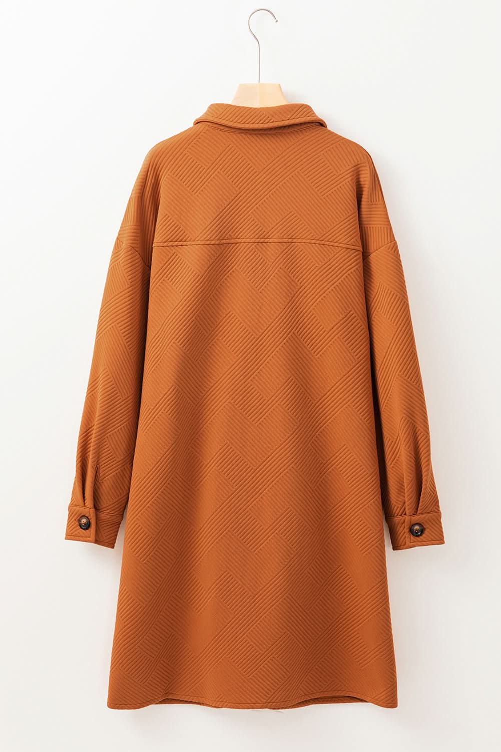 Gold Flame Textured Collared Drop Shoulder Buttoned Front Duster Coat - Love Salve 