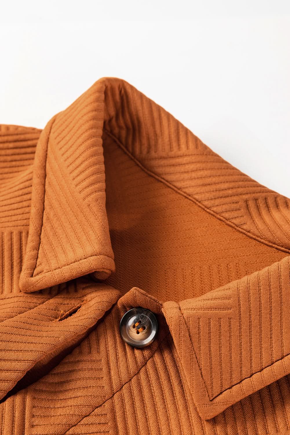 Gold Flame Textured Collared Drop Shoulder Buttoned Front Duster Coat - Love Salve 