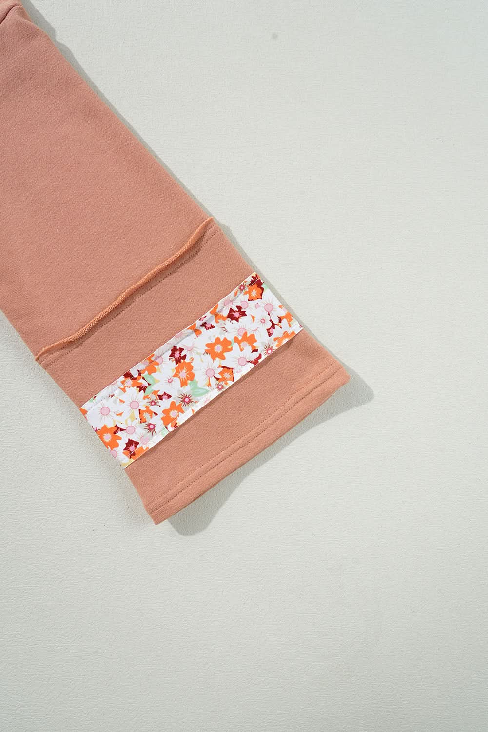 Grapefruit Orange Flower Patch Graphic Exposed Seam Wide Sleeve Top - Love Salve 