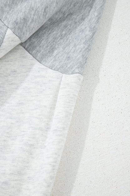 Gray Half Zipper Collared Drop Shoulder Side Slits Sweatshirt - Love Salve 