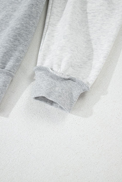 Gray Half Zipper Collared Drop Shoulder Side Slits Sweatshirt - Love Salve 
