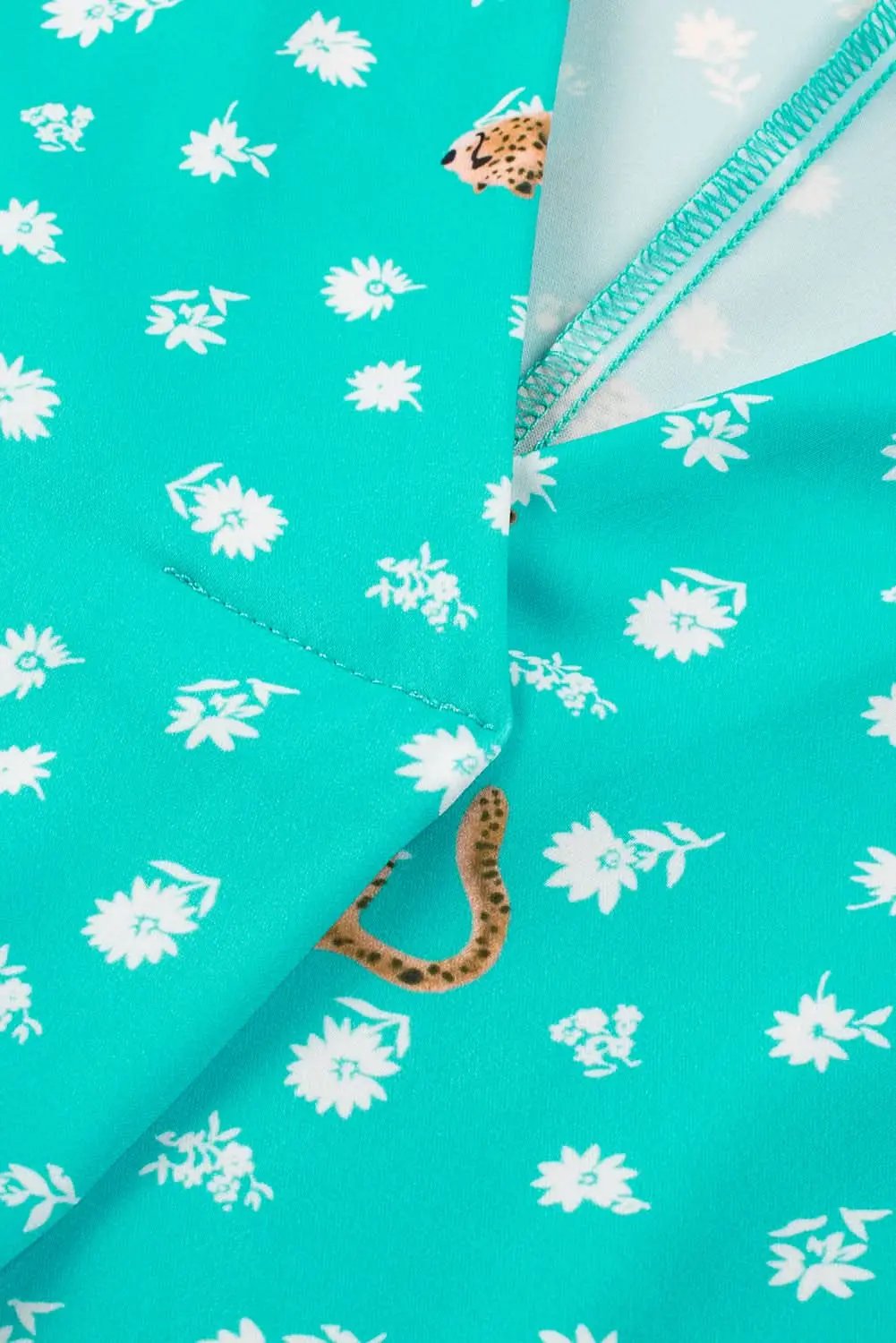 Green Cheetah Print V Neck Short Sleeve Plus Top - Love Salve 