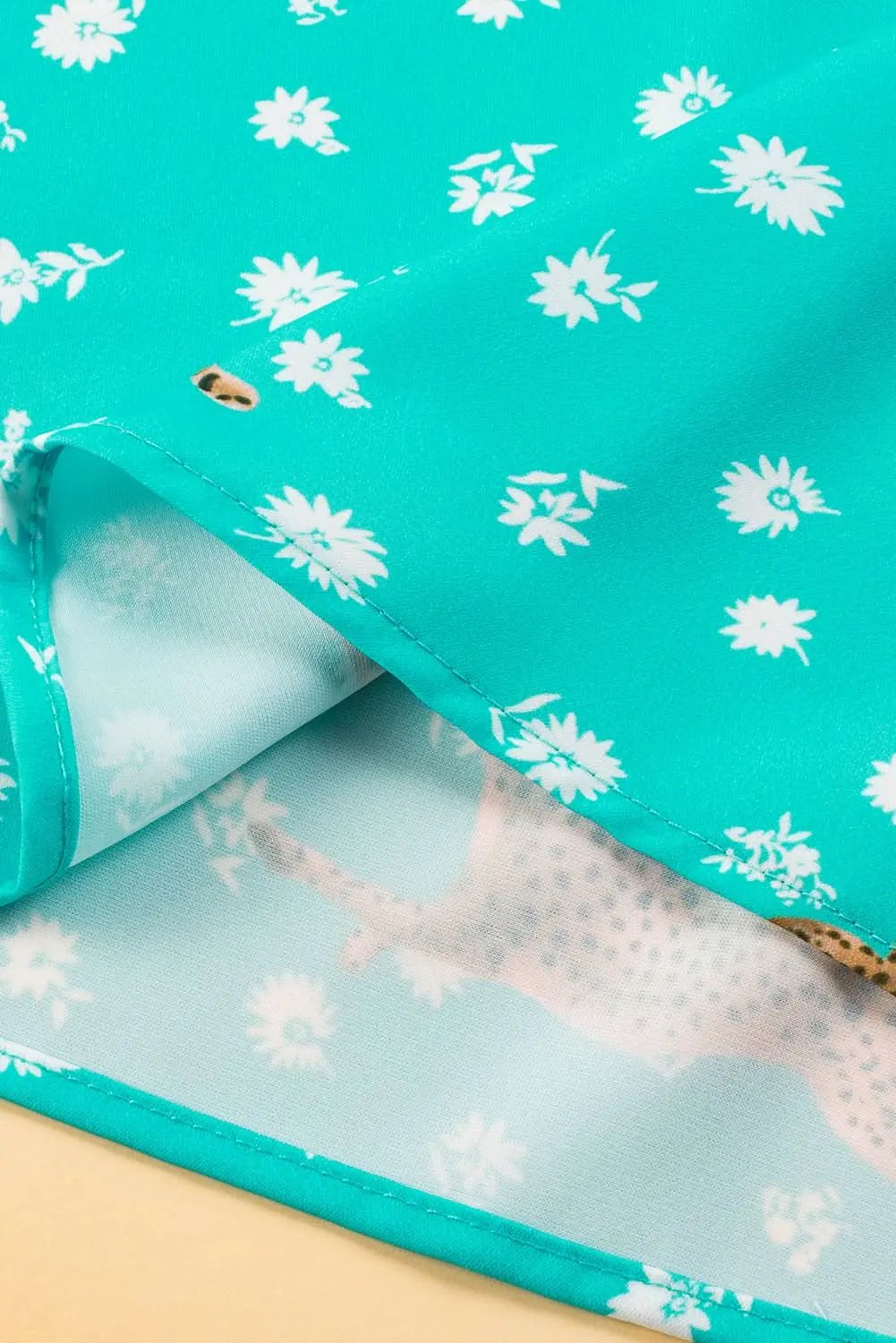 Green Cheetah Print V Neck Short Sleeve Plus Top - Love Salve 