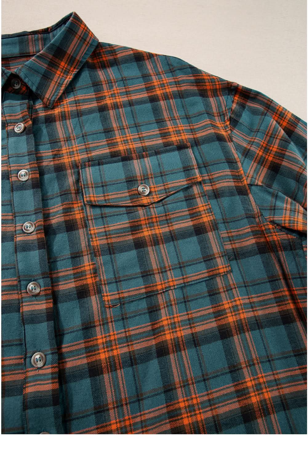 Green Plaid Long Sleeeve Side Split Distressed Hem Shirt - Love Salve 