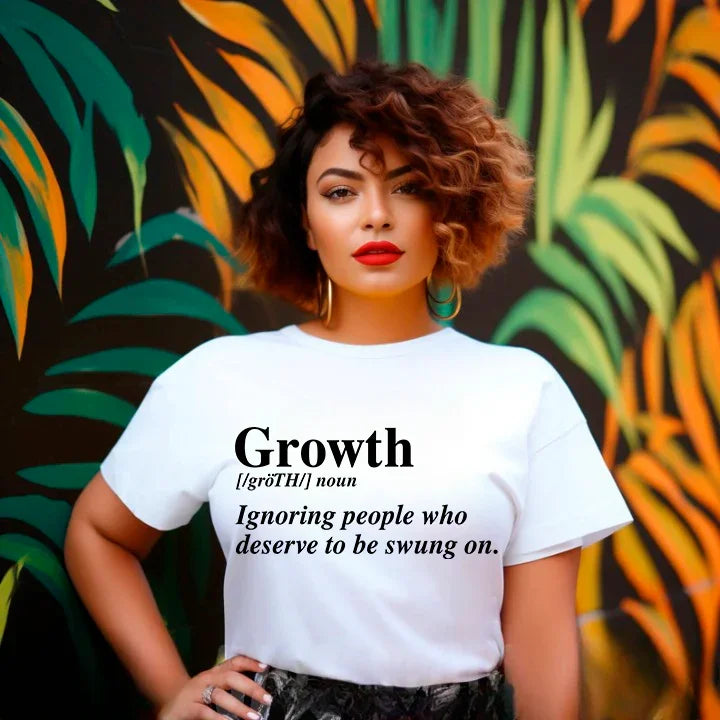 Adorb.co Growth Definition Graphic Tee, showcasing the full front design of this inspirational unisex t-shirt.