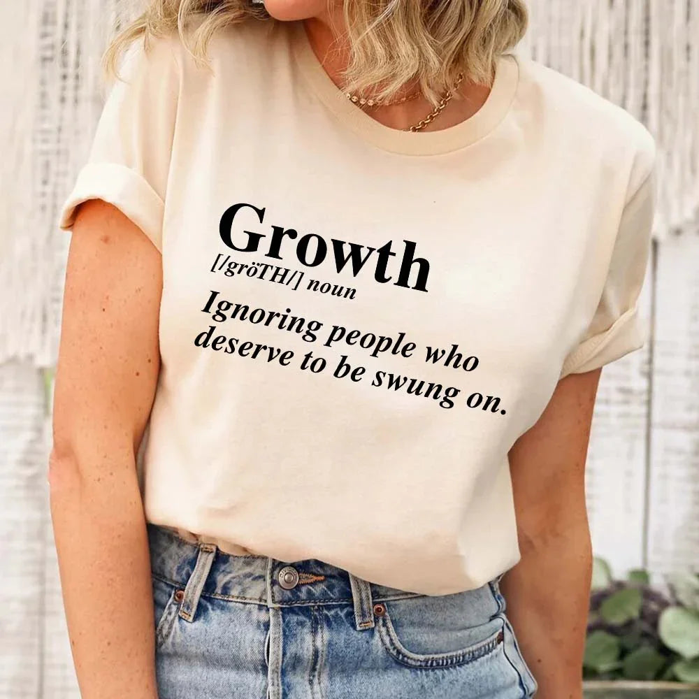 Close-up of the Adorb.co Growth Definition graphic tee, highlighting the uplifting message on soft, quality fabric.
