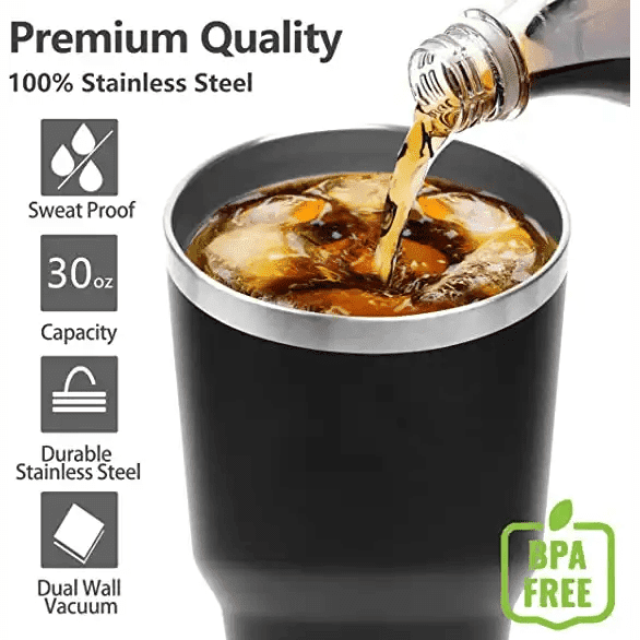 30oz Stainless Steel Insulated Tumbler With Lid Travel Mug