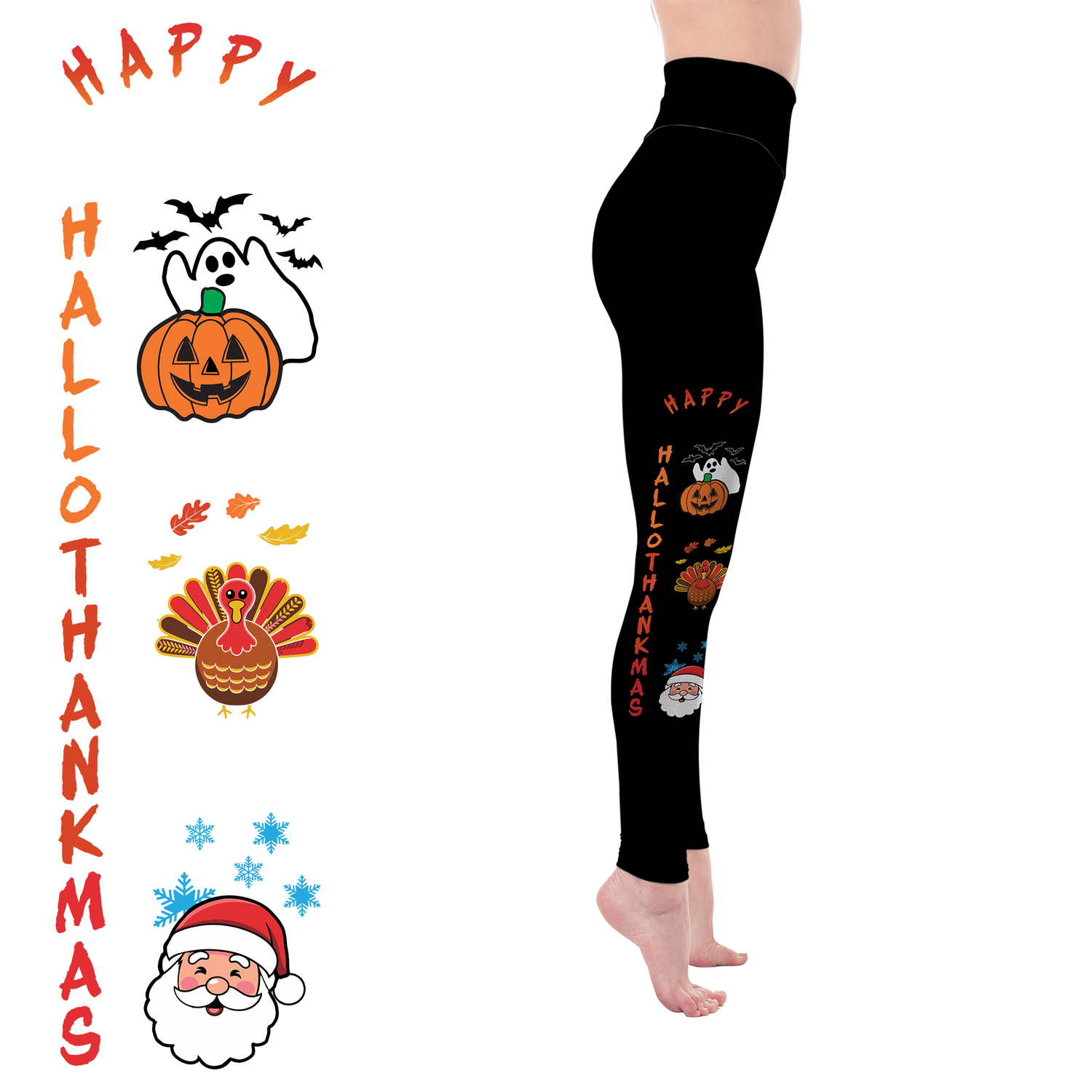 Happy  HalloThanksMas Leggings with Pockets MM