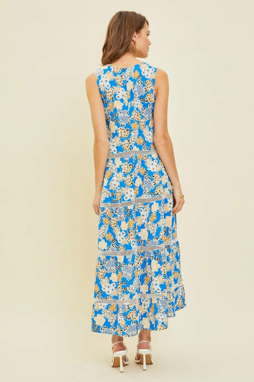 HEYSON Full Size Printed Crochet Trim Maxi Dress - Love Salve 
